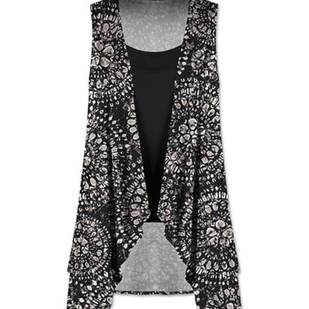 UDEAR | Black & White Mandala Layered Sidetail Sleeveless Tunic